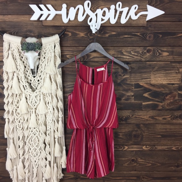 Francesca's Collections Pants - Harper Heritage | Striped Knot‎ Tie Front Romper